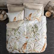 Çift Kişilik Saten Nevresim Takımı Luster Bej 4 Adet Yastık Kılıfı Bonvagon