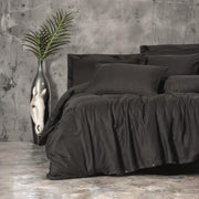 Çift Kişilik Smart Bambu Saten Nevresim Takımı Siyah 4 Yastık Kılıflı Bonvagon