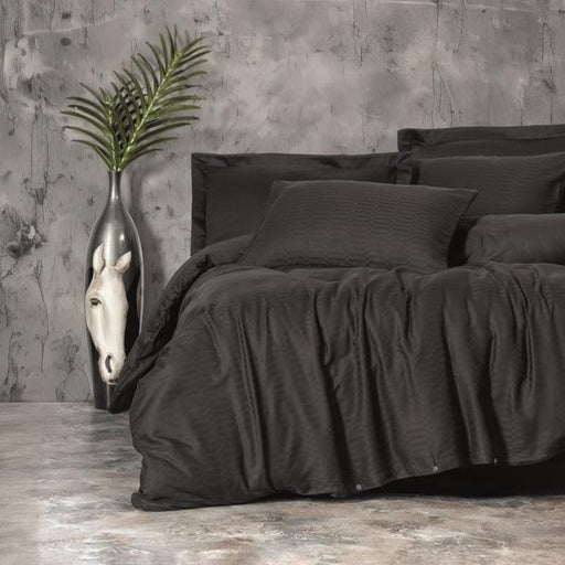 Çift Kişilik Smart Bambu Saten Nevresim Takımı Siyah 4 Yastık Kılıflı Bonvagon