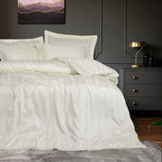 Çift Kişilik Smart Stripe Bambu Saten Nevresim Takımı Bej 4 Adet Yastık Kılfı Bonvagon