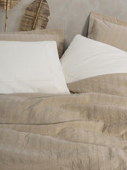 Çift Kişilik Yatak Örtülü Pike Takımı Natura Vilo Bej 4 Adet Yastık Kılıfı Bonvagon