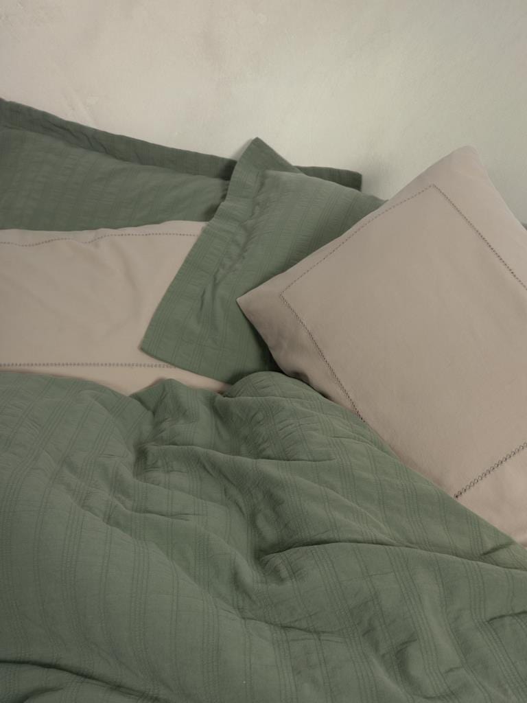 Çift Kişilik Yatak Örtülü Pike Takımı Natura Vilo Yeşil 4 Adet Yastık Kılıfı Bonvagon