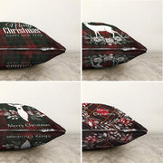 Çift Taraflı Ekose Zeminli Yılbaşı Desenli 4'lü Şönil Yastık Kırlent Kılıf Seti Bonvagon