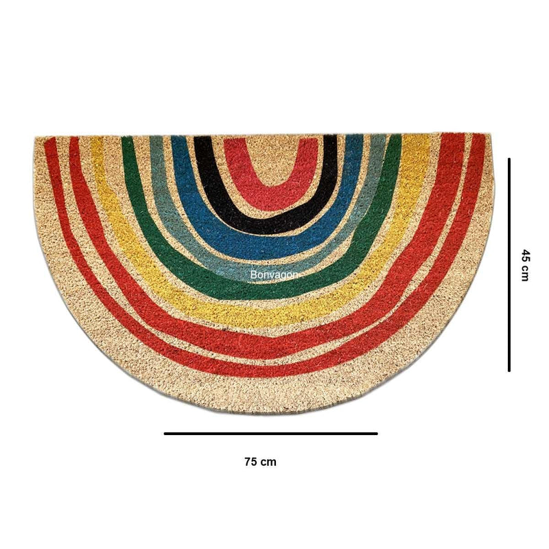 Circles 45x75cm Doğal Koko Hindistan Cevizi Kapı Önü Paspas Porque