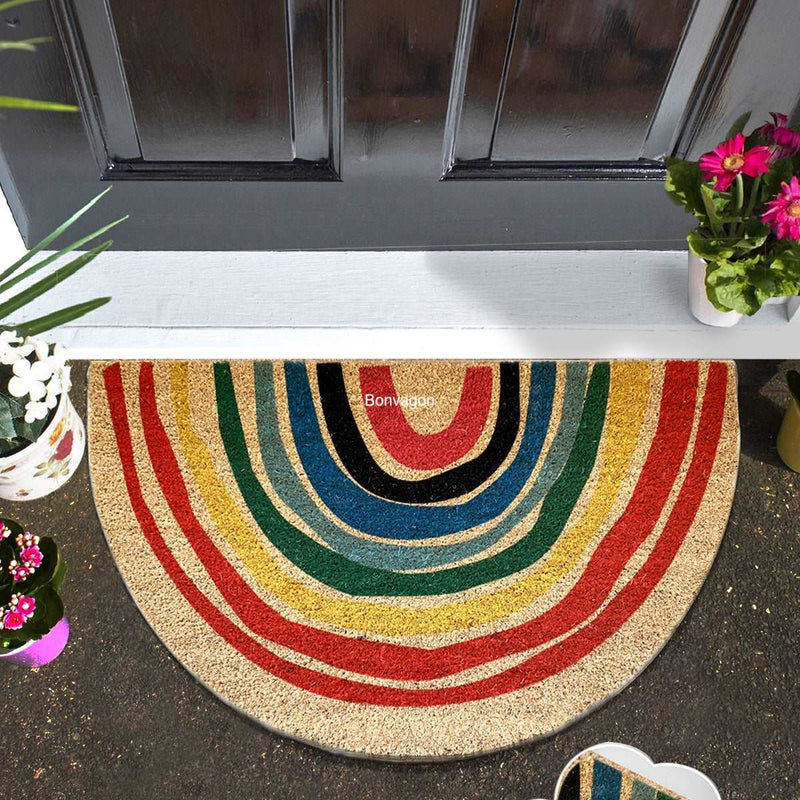 Circles 45x75cm Doğal Koko Hindistan Cevizi Kapı Önü Paspas Porque Bonvagon