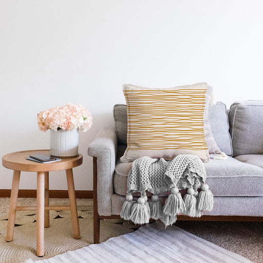 Çizgili Minimalist Tasarımlı Dijital Baskılı Dekoratif Raşel Kadife Yastık Kırlent Kılıfı Bonvagon