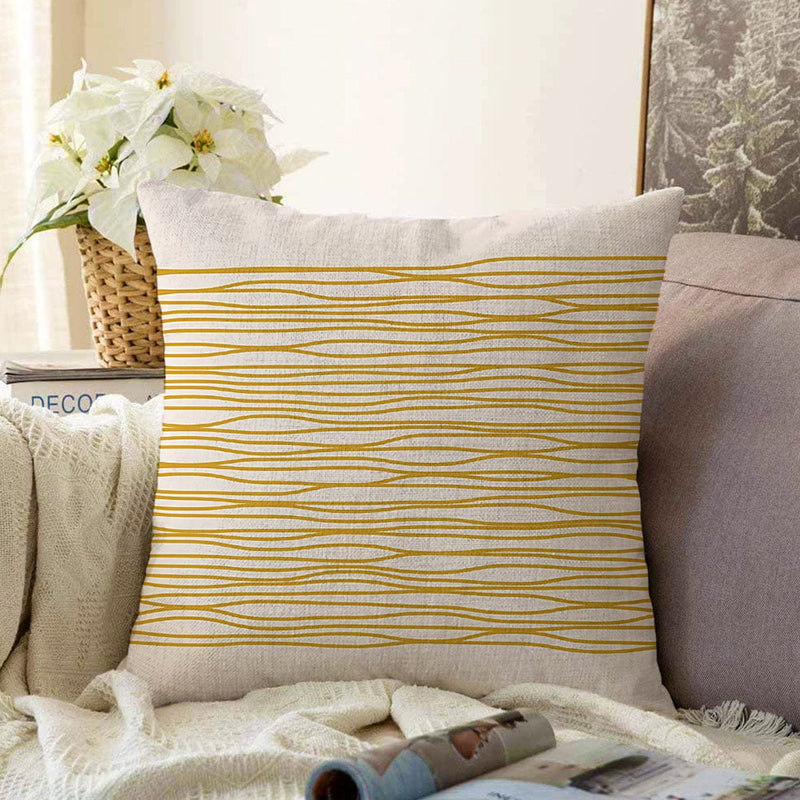 Çizgili Minimalist Tasarımlı Dijital Baskılı Dekoratif Raşel Kadife Yastık Kırlent Kılıfı Bonvagon