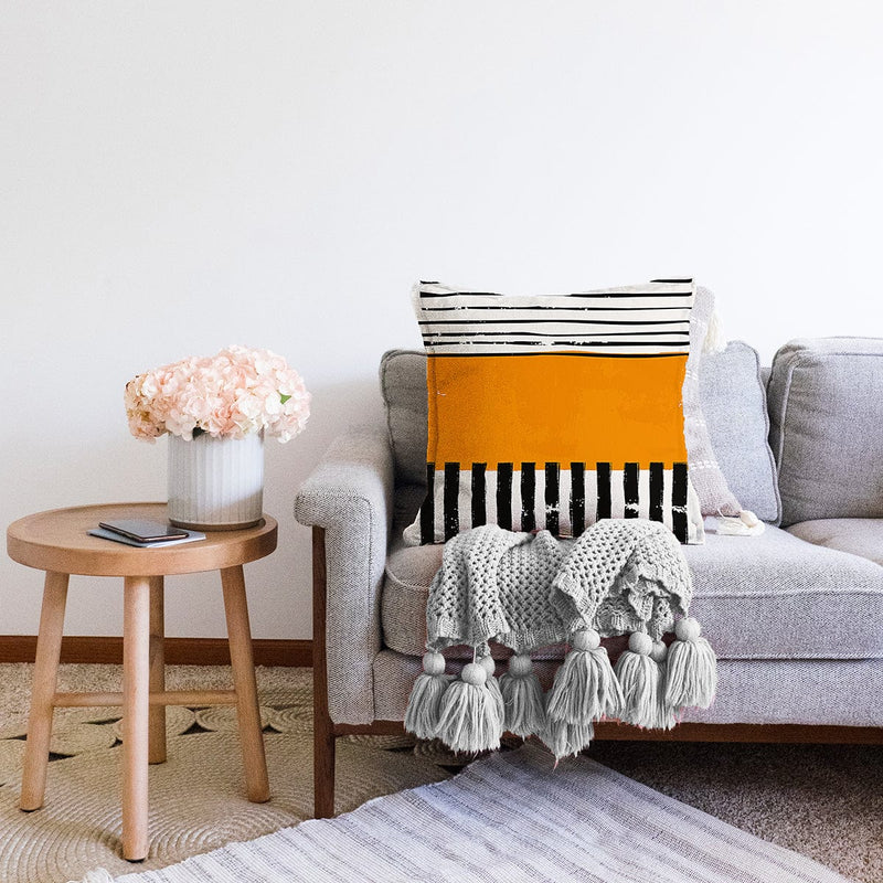 Çizgili Özel Tasarım Dijital Baskılı Dekoratif Raşel Kadife Yastık Kırlent Kılıfı Bonvagon