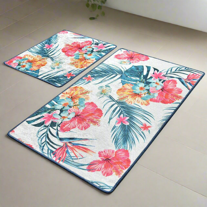 Claire Dijital Baskılı 2li Set Banyo Halısı, Kaymaz Taban, Yıkanabilir Bonvagon