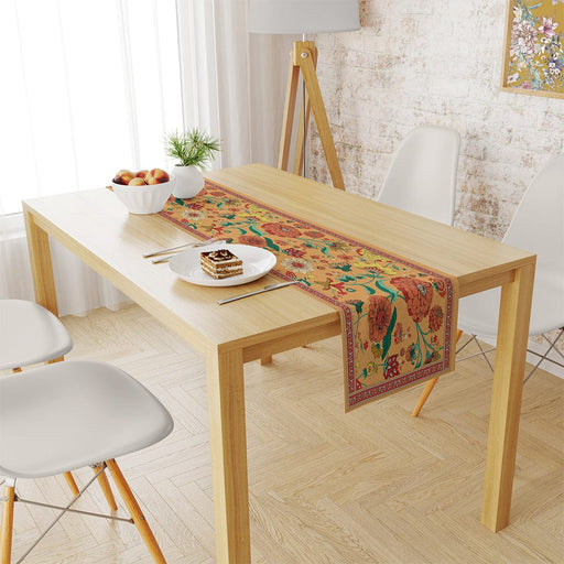 Classic Flowers İnce Keten Runner 140x45cm