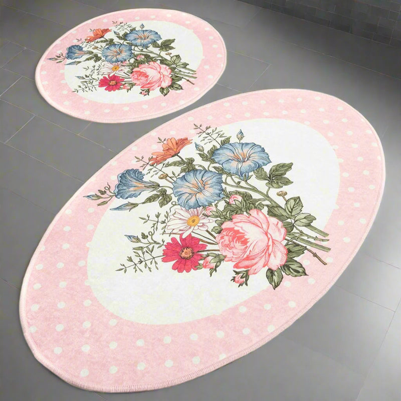 Coco Dijital Baskılı 2li Set Banyo Halısı, Kaymaz Taban, Yıkanabilir Bonvagon