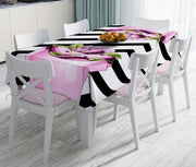 Coco Pops Pembe Siyah Tasarımlı Modern Dekoratif Leke Tutmaz Masa Örtüsü Bonvagon