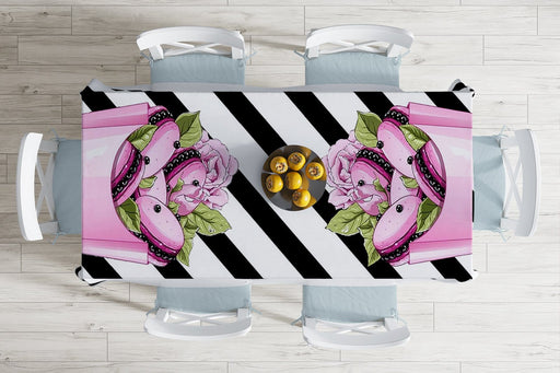 Coco Pops Pembe Siyah Tasarımlı Modern Dekoratif Leke Tutmaz Masa Örtüsü Bonvagon