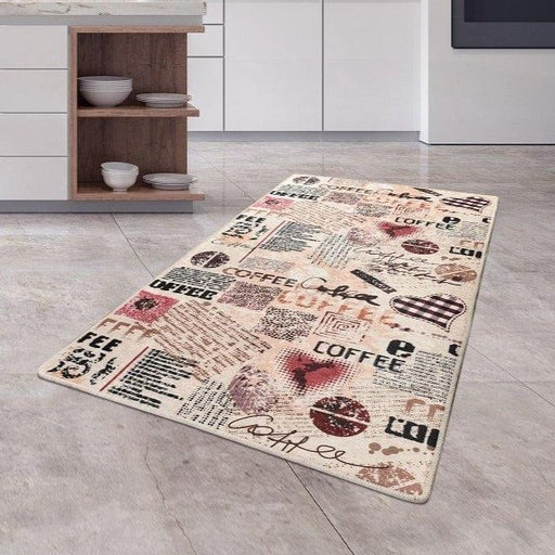 Coffee 80x120cm Dijital Baskılı Mutfak Halısı, Kaymaz Taban, Yıkanabilir Bonvagon