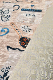 Coffee Cat Dekoratif Dijital Baskılı Mutfak Halısı, Kaymaz Taban, Yıkanabilir Bonvagon