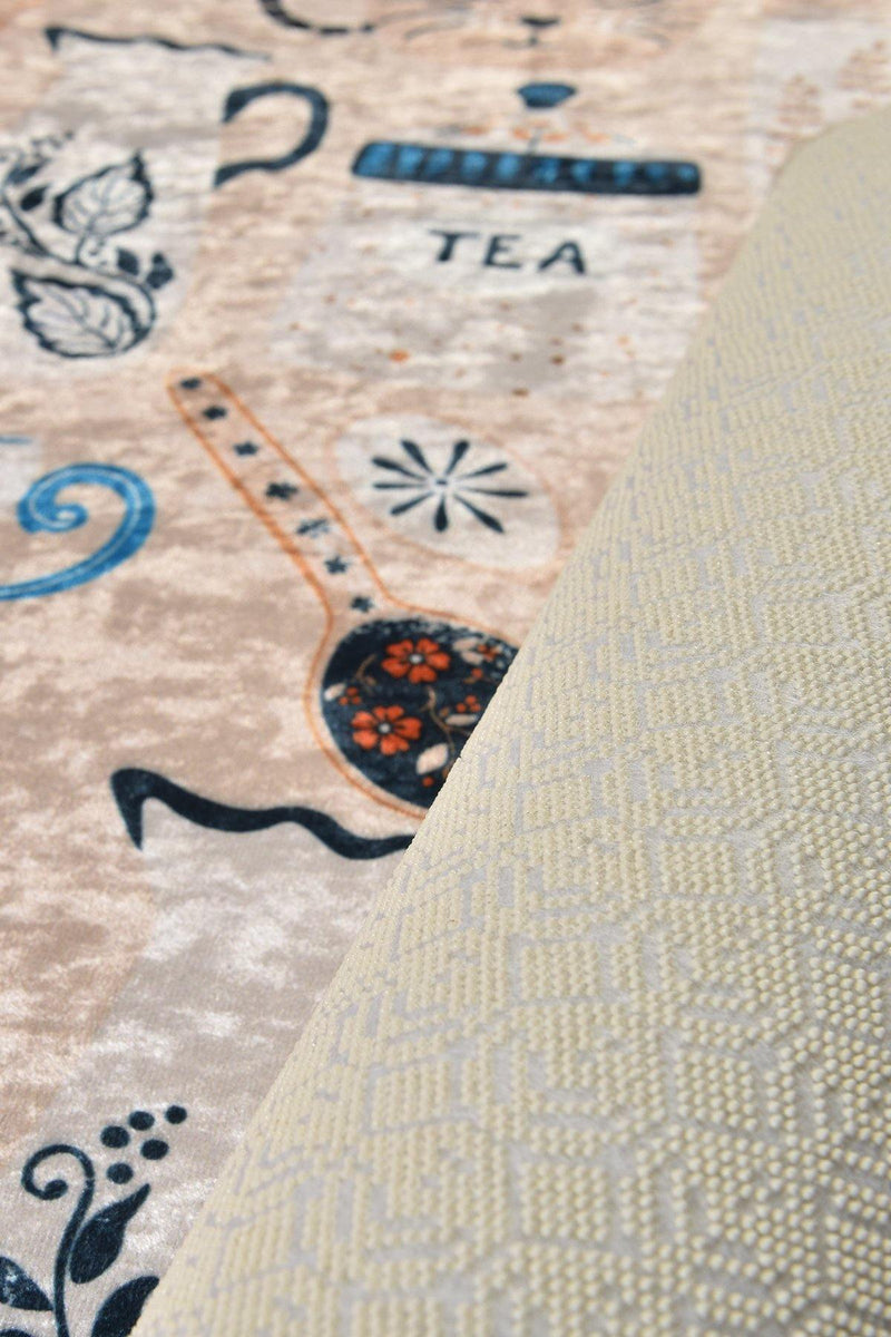 Coffee Cat Dekoratif Dijital Baskılı Mutfak Halısı, Kaymaz Taban, Yıkanabilir Bonvagon