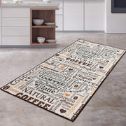 Coffee Fincan Ekru Dijital Baskılı Mutfak Halısı, Kaymaz Taban, Yıkanabilir Bonvagon