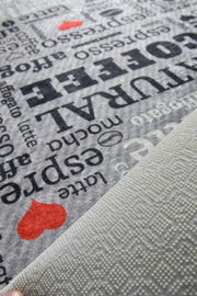 Coffee Fincan Gri Dijital Baskılı Mutfak Halısı 100x200cm, Kaymaz Taban, Yıkanabilir Bonvagon