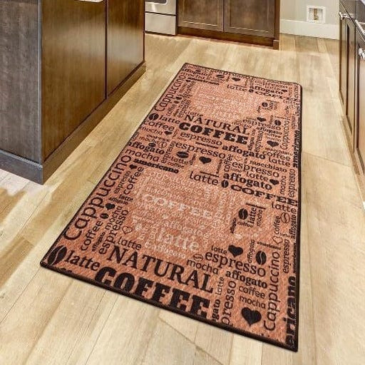 Coffee Fincan Karamel Dijital Baskılı Mutfak Halısı, Kaymaz Taban, Yıkanabilir Bonvagon