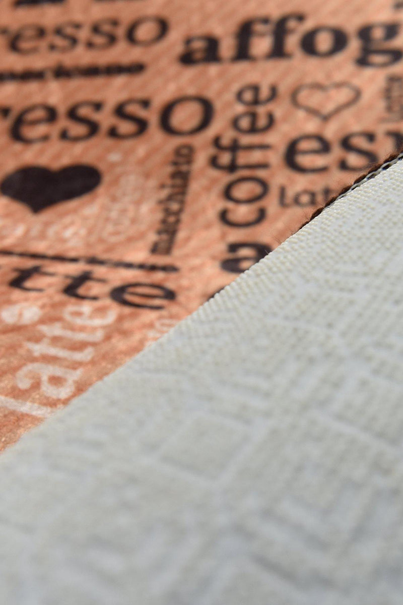 Coffee Fincan Karamel Dijital Baskılı Mutfak Halısı, Kaymaz Taban, Yıkanabilir Bonvagon