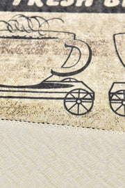 Coffee Store Dijital Baskılı Mutfak Halısı, Kaymaz Taban, Yıkanabilir Bonvagon