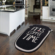 Coffee Time Dekoratif Dijital Baskılı 80x120cm Mutfak Halısı, Kaymaz Taban, Yıkanabilir Bonvagon