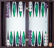 Çok Özel Lüks Yeşil Yaprak Desenli Deri Tavla Bonvagon