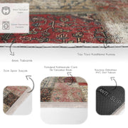 Çok Renki Patchwork Motifli Eskitme Desenli Etnik Motifler Vintage Salon Oturma Odası Koridor Antre Dijital Baskılı Makinede Yıkanabilir Saçaklı Halı Bonvagon