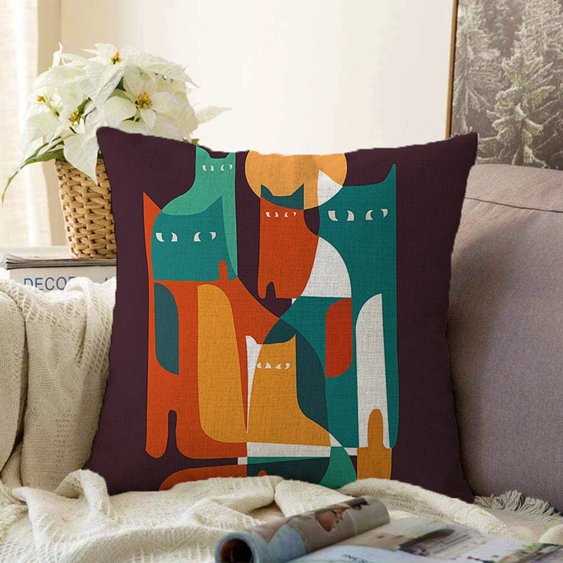 Çok Renkli Dijital Baskılı Modern Raşel Kadife Yastık Kırlent Kılıfı Bonvagon