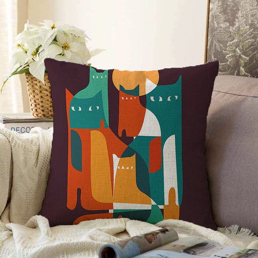 Çok Renkli Dijital Baskılı Modern Raşel Kadife Yastık Kırlent Kılıfı Bonvagon