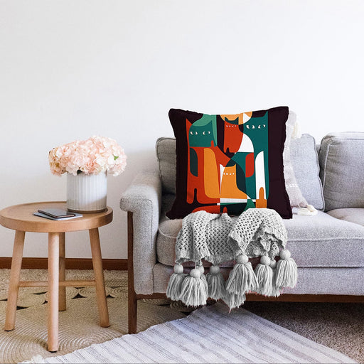 Çok Renkli Dijital Baskılı Modern Raşel Kadife Yastık Kırlent Kılıfı Bonvagon