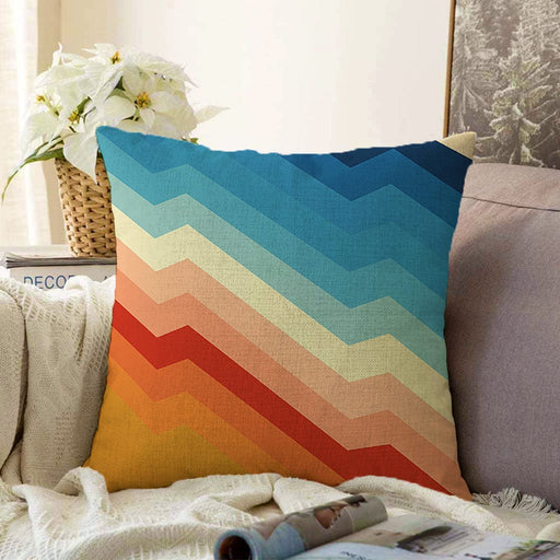 Çok Renkli Dijital Baskılı Modern Raşel Kadife Yastık Kırlent Kılıfı Bonvagon