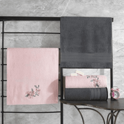 Colorful %100 Pamuk Hamam Havlu Seti Antrasit Pembe Bonvagon