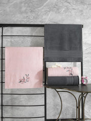 Colorful %100 Pamuk Hamam Havlu Seti Antrasit Pembe Bonvagon
