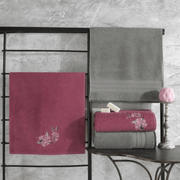 Colorful %100 Pamuk Hamam Havlu Seti Gri Pembe Bonvagon