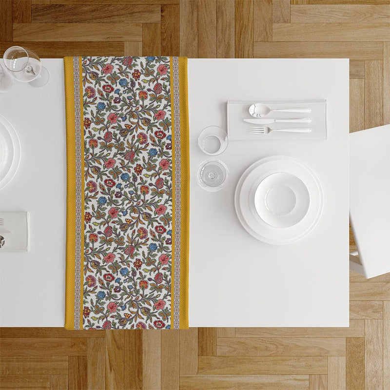 Colorful Flowers İnce Keten Runner 140x45cm