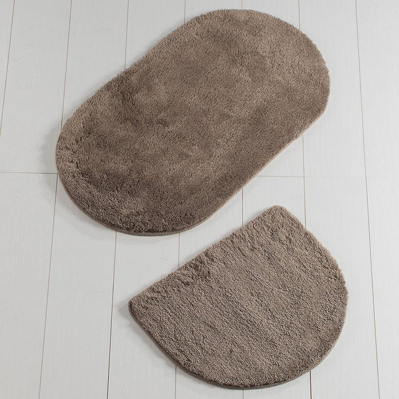 Colors of - Oval 2li Set Vizon Banyo Paspası, Kaymaz Taban, Yıkanabilir Bonvagon