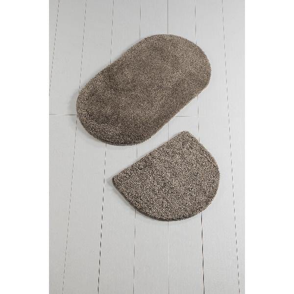 Colors of - Oval 2li Set Vizon Banyo Paspası, Kaymaz Taban, Yıkanabilir Bonvagon