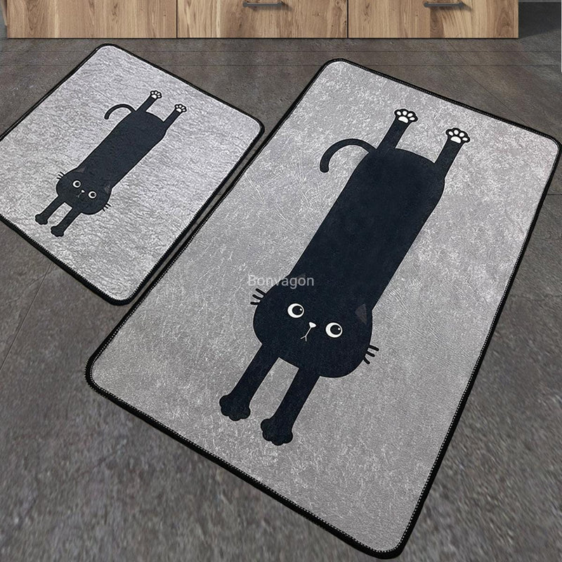 Comfort Gri 2li Set Dijital Banyo Halısı, Kaymaz Taban, Yıkanabilir Bonvagon