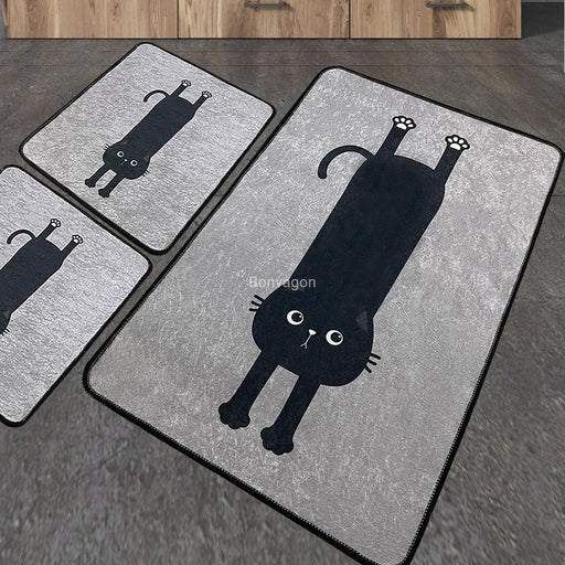 Comfort Gri 3lü Set Dijital Banyo Halısı, Kaymaz Taban, Yıkanabilir Bonvagon