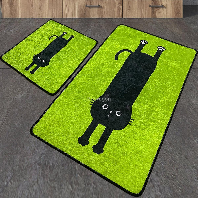 Comfort Yeşil 2li Set Dijital Banyo Halısı, Kaymaz Taban, Yıkanabilir Bonvagon