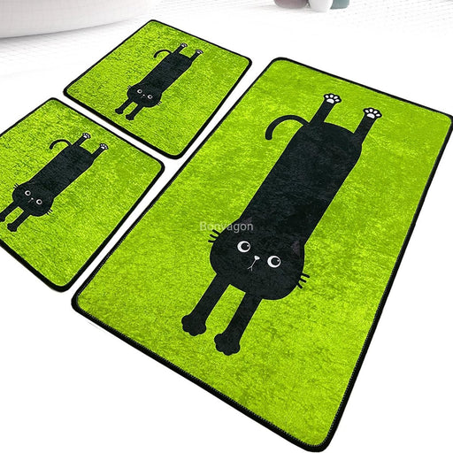 Comfort Yeşil 3lü Set Dijital Banyo Halısı, Kaymaz Taban, Yıkanabilir Bonvagon