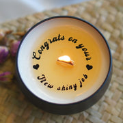 Congrats on Your Shiny New Job Sürpriz Mesajlı El Yapımı Soya Mumu Bonvagon