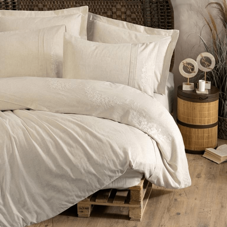 Cotton Keten Çift Kişilik Nevresim Takımı Forbes 4 Adet yastık Kılıfı Bonvagon