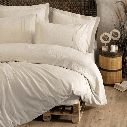 Cotton Keten Çift Kişilik Nevresim Takımı Forbes 4 Adet yastık Kılıfı Bonvagon