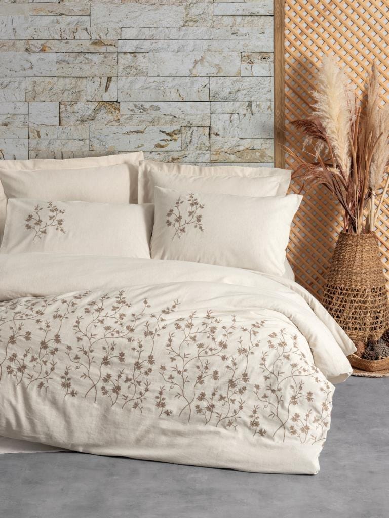 Cotton Keten Çift Kişilik Nevresim Takımı Hemera 4 Adet Yastık Kılıfı