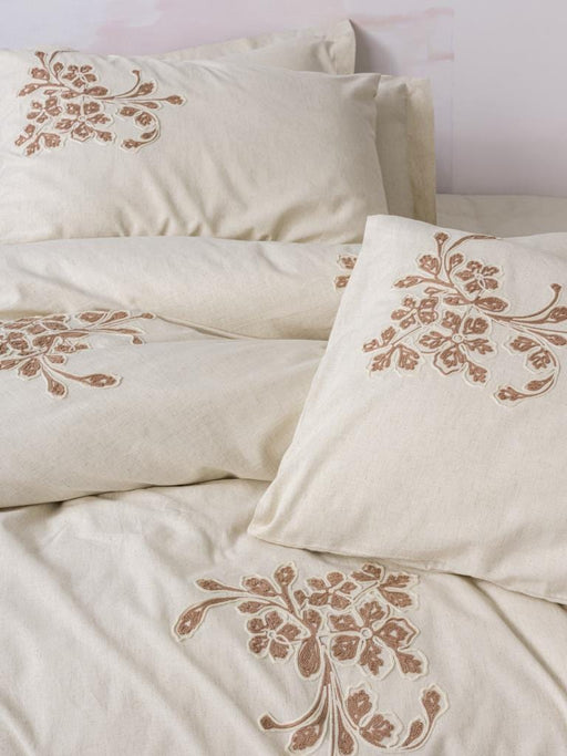 Cotton Keten çift Kişilik Nevresim Takımı Kaneli Bonvagon