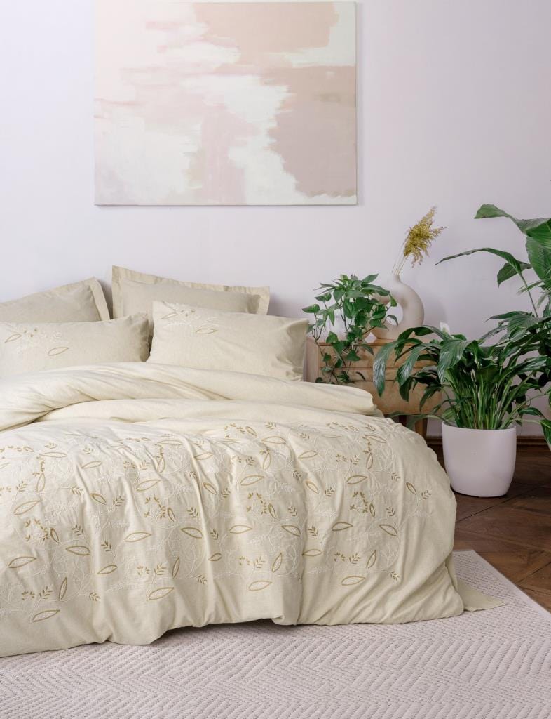 Cotton Keten çift Kişilik Nevresim Takımı Lapelis 4 Adet Yastık Kılıfı Bonvagon