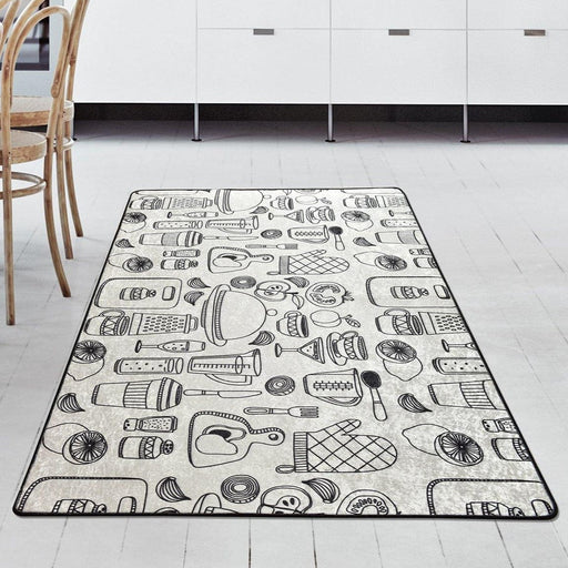 Cozinha Dijital Baskılı Mutfak Halısı, Kaymaz Taban, Yıkanabilir Bonvagon