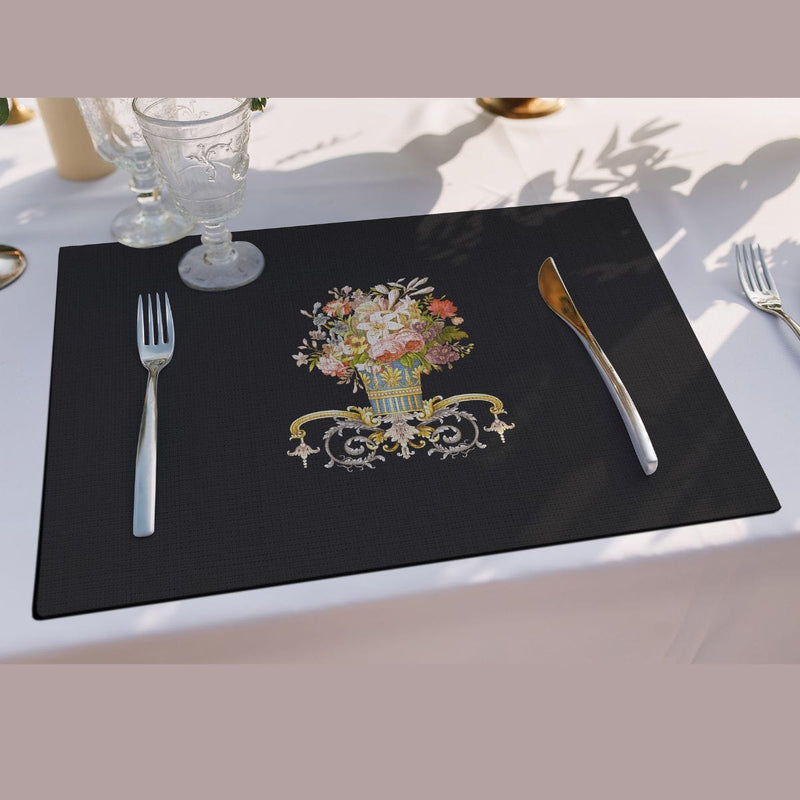 Crown Vase Black 4'lü İnce Keten Kumaş Amerikan Servisi 50x35cm Bonvagon